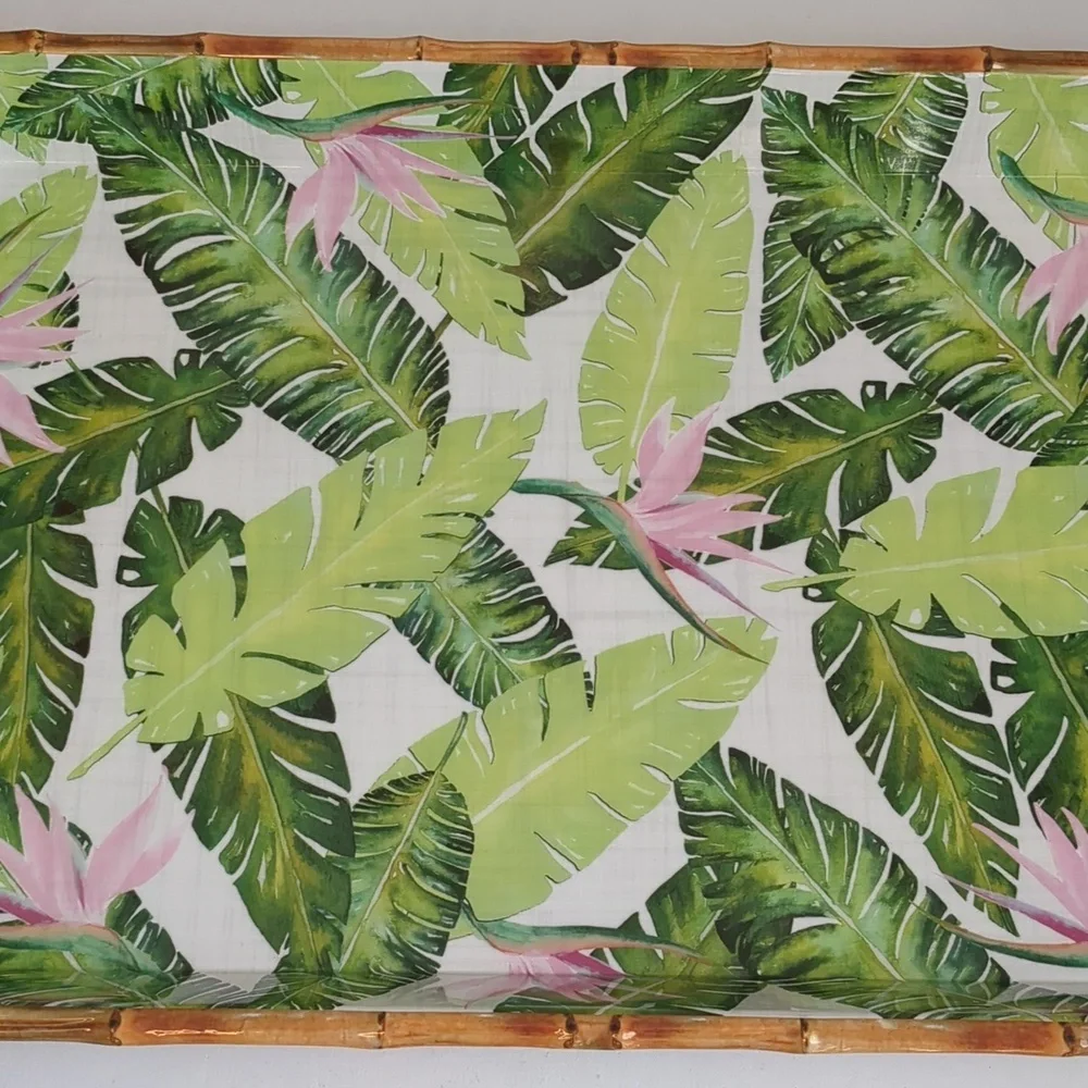 Tommy Bahama Palm Leave & Birds Of Paradise Melamine Serving Tray 19 5
